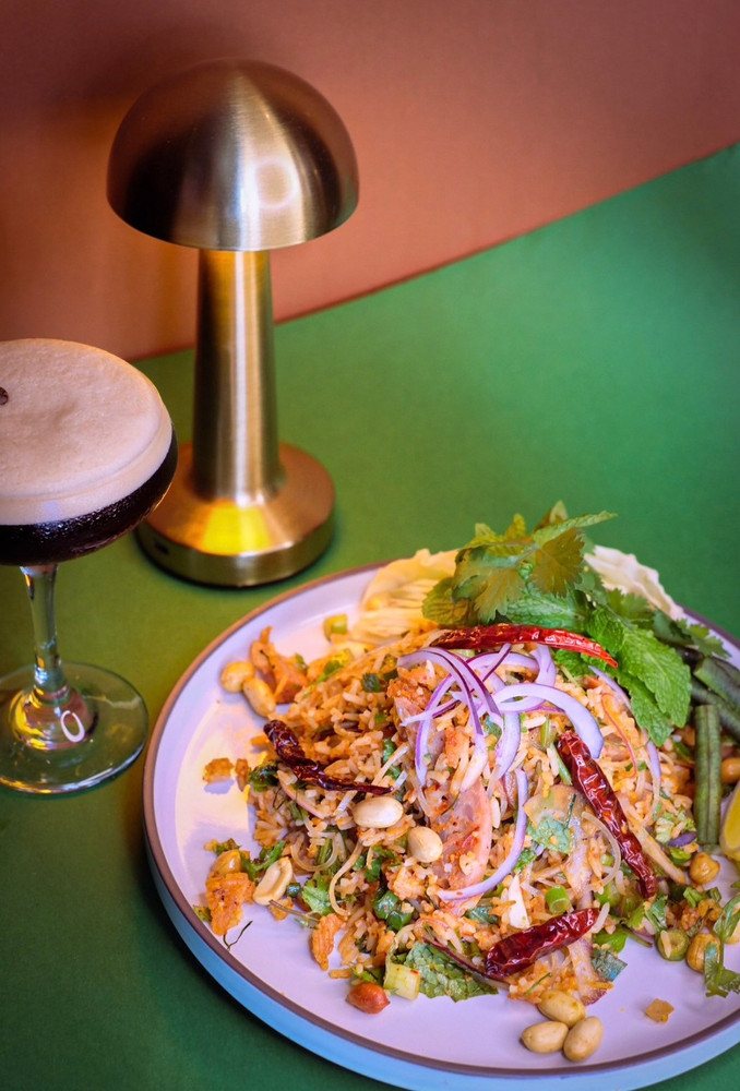 Thai salad and espresso martini